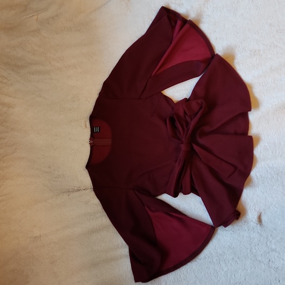 Shein burgundy womens shirt with split sleeves - Picture 2 of 7